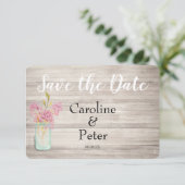 Mason Jar Pink Lila Rustic Save the Date Card (Staand voorkant)