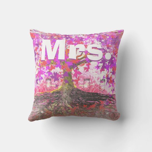 Mason Jar Pink Paarse Romantic Tree van mevrouw Br Kussen (Achterkant)