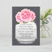 Mason jar pink peony bruiloft Pony4 Kaart (Staand voorkant)