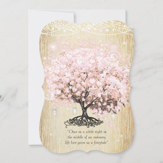 Mason Jar Pink Rose Gold Heart Leaf Tree Kaart (Achterkant)
