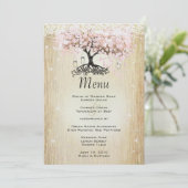Mason Jar Pink Rose Gold Heart Leaf Tree Menu (Staand voorkant)