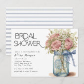 Mason Jar | Pink Roses-Vrijgezellenfeest Kaart (Voorkant / Achterkant)