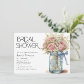 Mason Jar | Pink Roses-Vrijgezellenfeest Kaart (Staand voorkant)