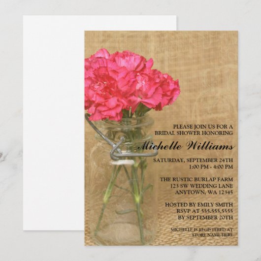  Mason Jar Pink Vrijgezellenfeest Kaart (Voorkant / Achterkant)