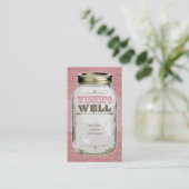 Mason Jar Pink Wishing Well Informatiekaartje (Staand voorkant)