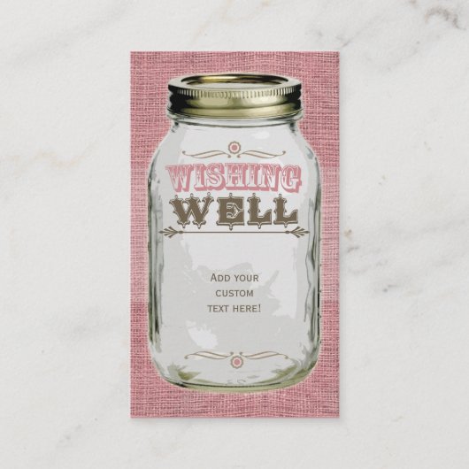 Mason Jar Pink Wishing Well Informatiekaartje (Voorkant)