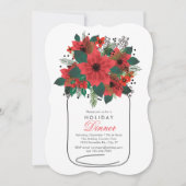 Mason Jar Poinsettia Holiday Dinner Invitation Kaart (Voorkant)