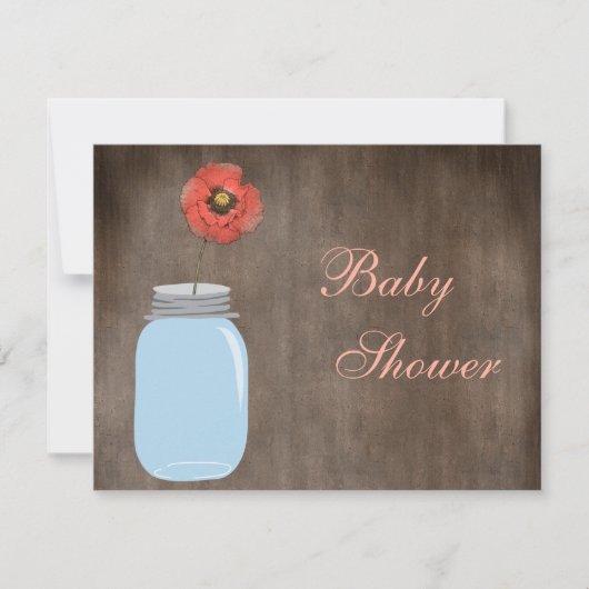 Mason Jar & Poppy Rustic Baby Girl Shower Kaart (Voorkant)