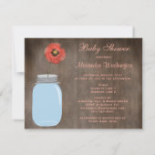 Mason Jar & Poppy Rustic Baby Girl Shower Kaart (Achterkant)
