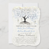 Mason Jar Powder Blue Heart Leaf Tree Damask Kaart (Voorkant)