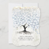 Mason Jar Powder Blue Heart Leaf Tree Damask Kaart (Achterkant)