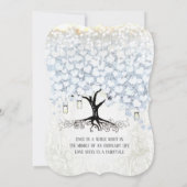Mason Jar Powder Blue Heart Leaf Tree Damask Kaart (Achterkant)
