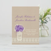 Mason Jar Purple Flowers Lace Post Wedding Kaart (Staand voorkant)