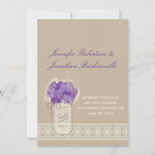 Mason Jar Purple Flowers Lace Post Wedding Kaart