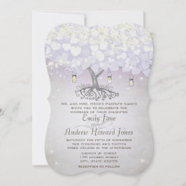 Mason Jar Purple Lavender Heart Leaf Tree Wedding Kaart