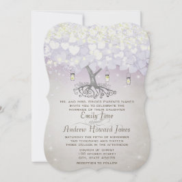 Mason Jar Purple Lavender Heart Leaf Tree Wedding Kaart