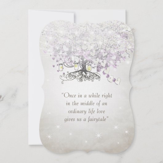Mason Jar Purple Lavender Heart Leaf Tree Wedding Kaart (Achterkant)