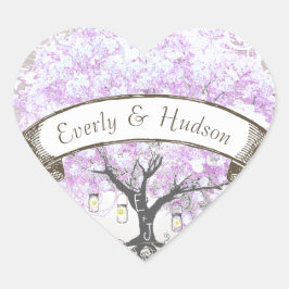 Mason Jar Radiant Lavender Leaf Tree Wedding Seal Hart Sticker