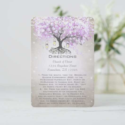 Mason Jar Radiant Lavender Wedding Direction-kaart Informatiekaartje (Staand voorkant)