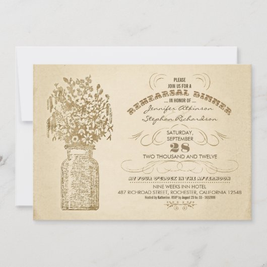 Mason Jar repetitie dineruitnodigingen Kaart (Voorkant)