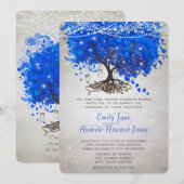 Mason Jar Royal Blue Heart Leaf Tree Wedding Kaart (Voorkant / Achterkant)