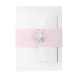 Mason Jar Roze en Witte Bloemen Huwelijk Uitnodigingen Wikkel