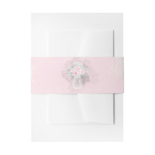 Mason Jar Roze en Witte Bloemen Huwelijk Uitnodigingen Wikkel