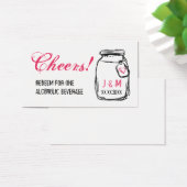 Mason Jar & Roze Hart Bruiloft Drink Ticket Visitekaartjes (Bureau)