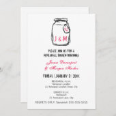 Mason Jar & Roze Hart repetitie diner Kaart (Voorkant / Achterkant)