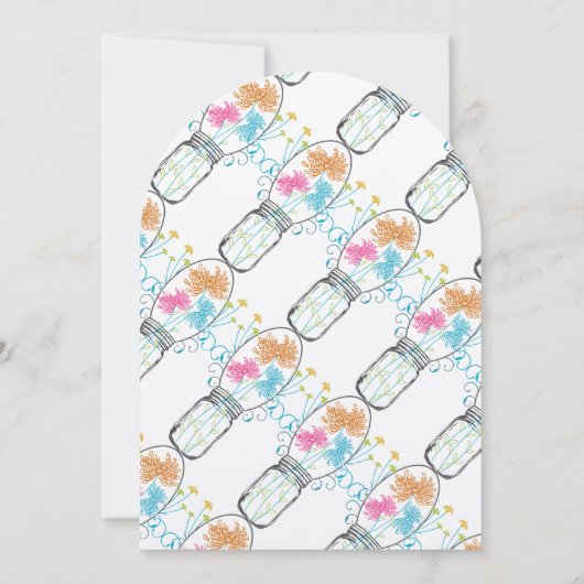 Mason Jar Roze Koraal Turquoise Bloemen Afstuderen Kaart (Achterkant)