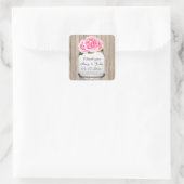 Mason jar roze pioen bruiloft sticker labels pioen (Tas)