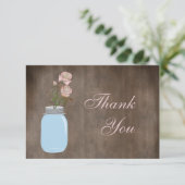 Mason Jar & Rozen Rustic Hartelijk dank Bedankkaart (Staand voorkant)