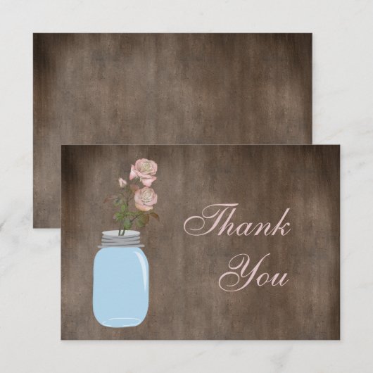 Mason Jar & Rozen Rustic Hartelijk dank Bedankkaart (Voorkant / Achterkant)