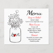 Mason Jar Rust Wedding Menu Black Red Floral (Voorkant)