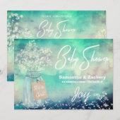 ** Mason Jar Rustic Baby Breath Baby shower Kaart (Voorkant / Achterkant)