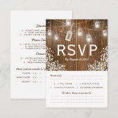 Mason Jar Rustic Babys Breath RSVP Menu Keuze (Voorkant / Achterkant)