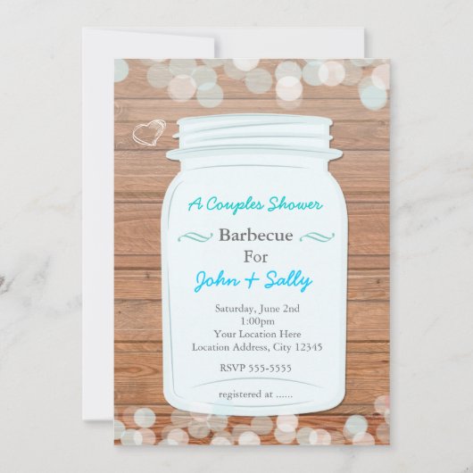 Mason Jar Rustic Bridal Verloving Paren Douche Kaart (Voorkant)