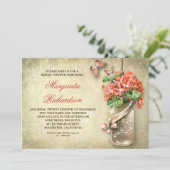 Mason Jar Rustic Bruids Douche Uitnodigingen (Staand voorkant)