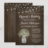 Mason Jar Rustic Brunch en Bubble Vrijgezellenfees Kaart (Voorkant / Achterkant)