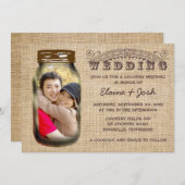 Mason Jar Rustic Burlap Country Wedding Kaart (Voorkant / Achterkant)