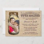Mason Jar Rustic Burlap Engagement Party Kaart (Voorkant)
