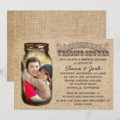 Mason Jar Rustic Burlap Wedding Shower Kaart (Voorkant / Achterkant)