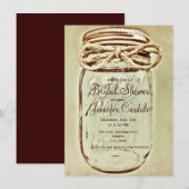 Mason Jar Rustic Country Bridal Shower Invitations Kaart (Voorkant / Achterkant)