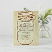 Mason Jar Rustic Country Bridal Shower Invitations Kaart (Staand voorkant)