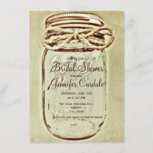 Mason Jar Rustic Country Bridal Shower Invitations Kaart