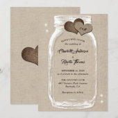Mason Jar Rustic Country Burlap Wedding Kaart (Voorkant / Achterkant)