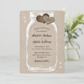 Mason Jar Rustic Country Burlap Wedding Kaart (Staand voorkant)