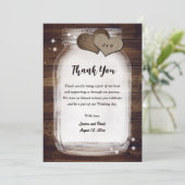 Mason Jar Rustic Country Hearts Wood Bedankkaart (Staand voorkant)