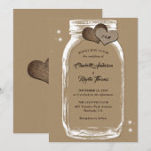 Mason Jar Rustic Country Kraft Weddenschap Kaart (Voorkant / Achterkant)