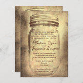 Mason Jar Rustic Country Wedding Invitations Kaart (Voorkant / Achterkant)